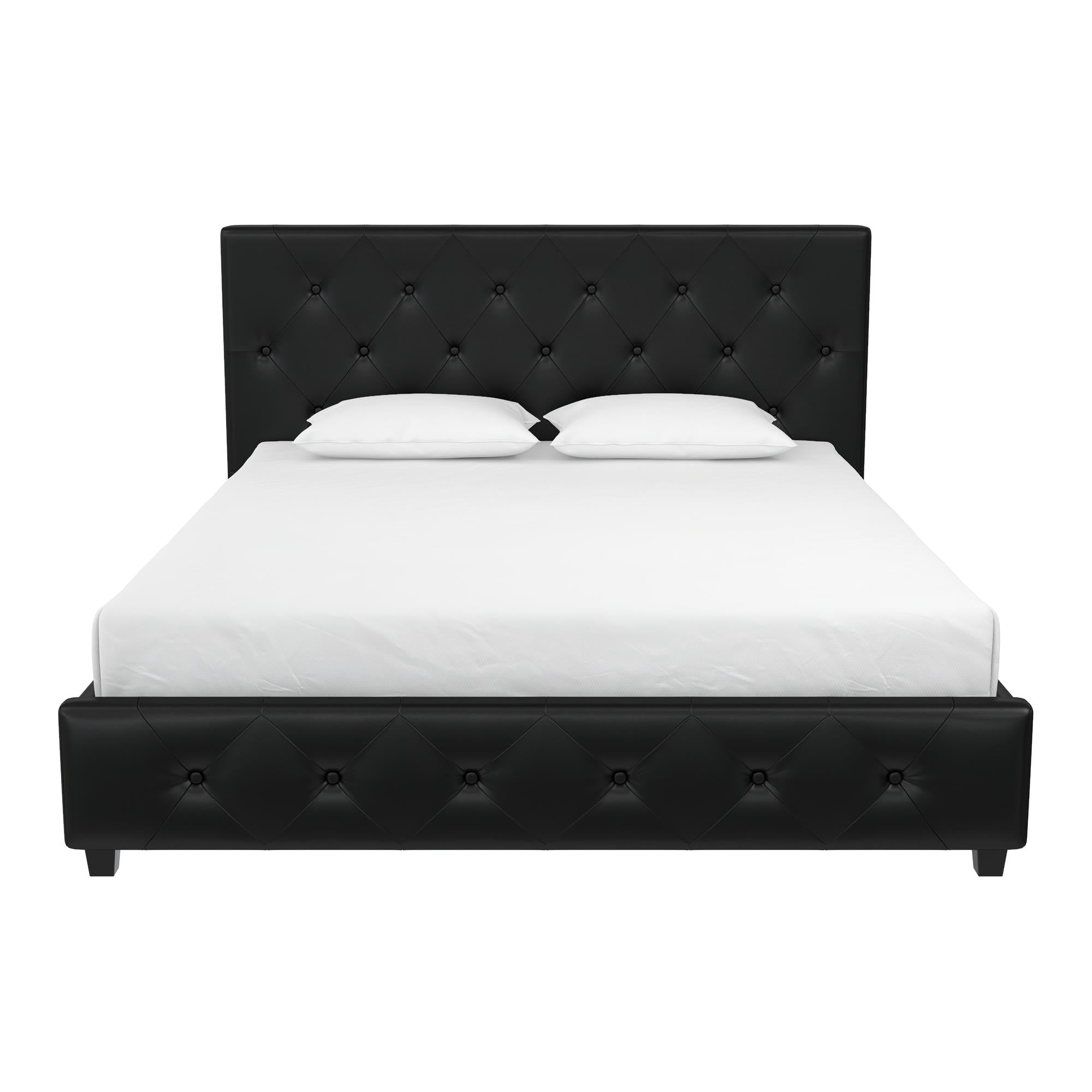 Dakota Upholstered Bed Black PU King UK - Price Crash Furniture