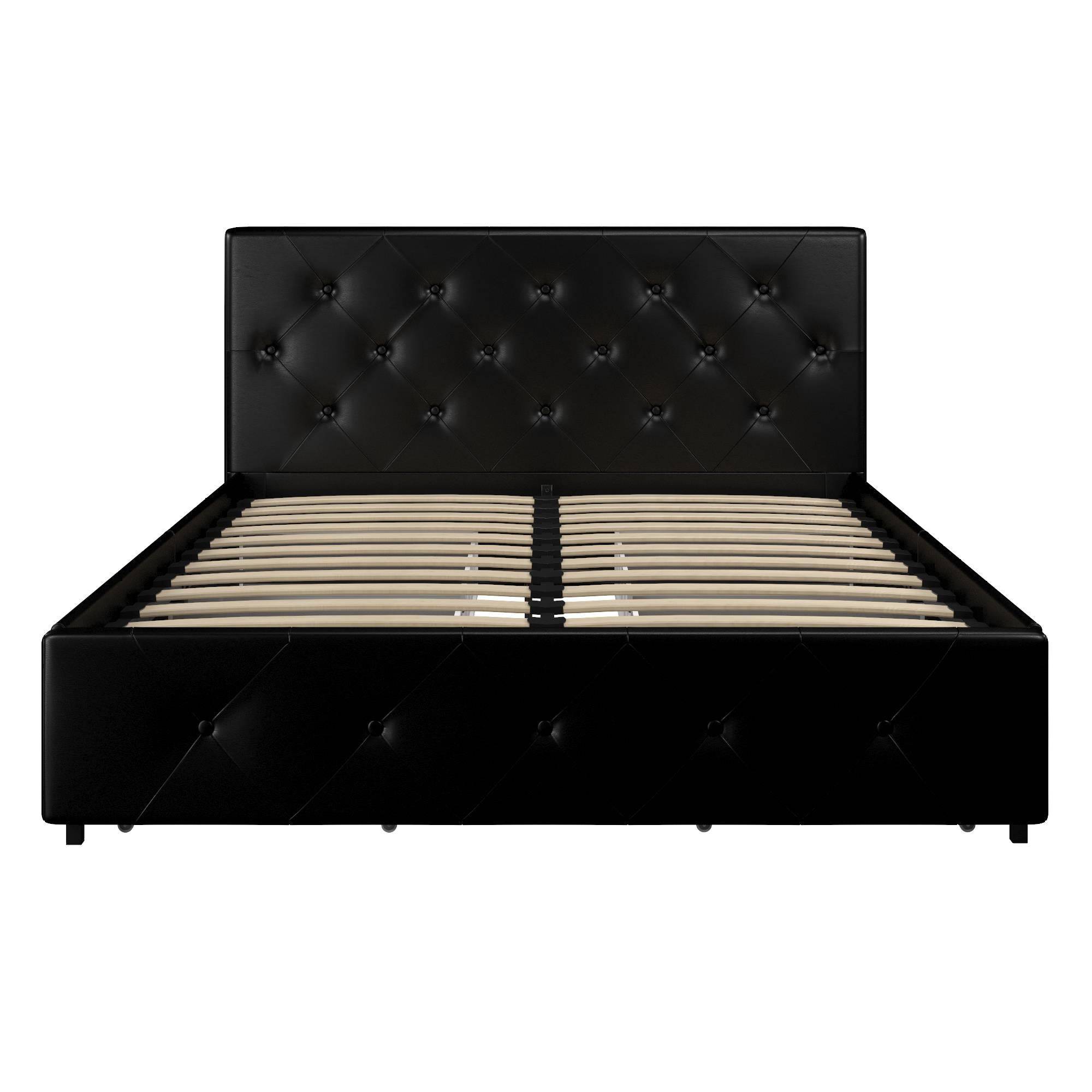 Dakota Upholstered Bed Black PU UK Double Bed with Storage - Price Crash Furniture