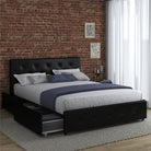 Dakota Upholstered Bed Black PU UK Double Bed with Storage - Price Crash Furniture