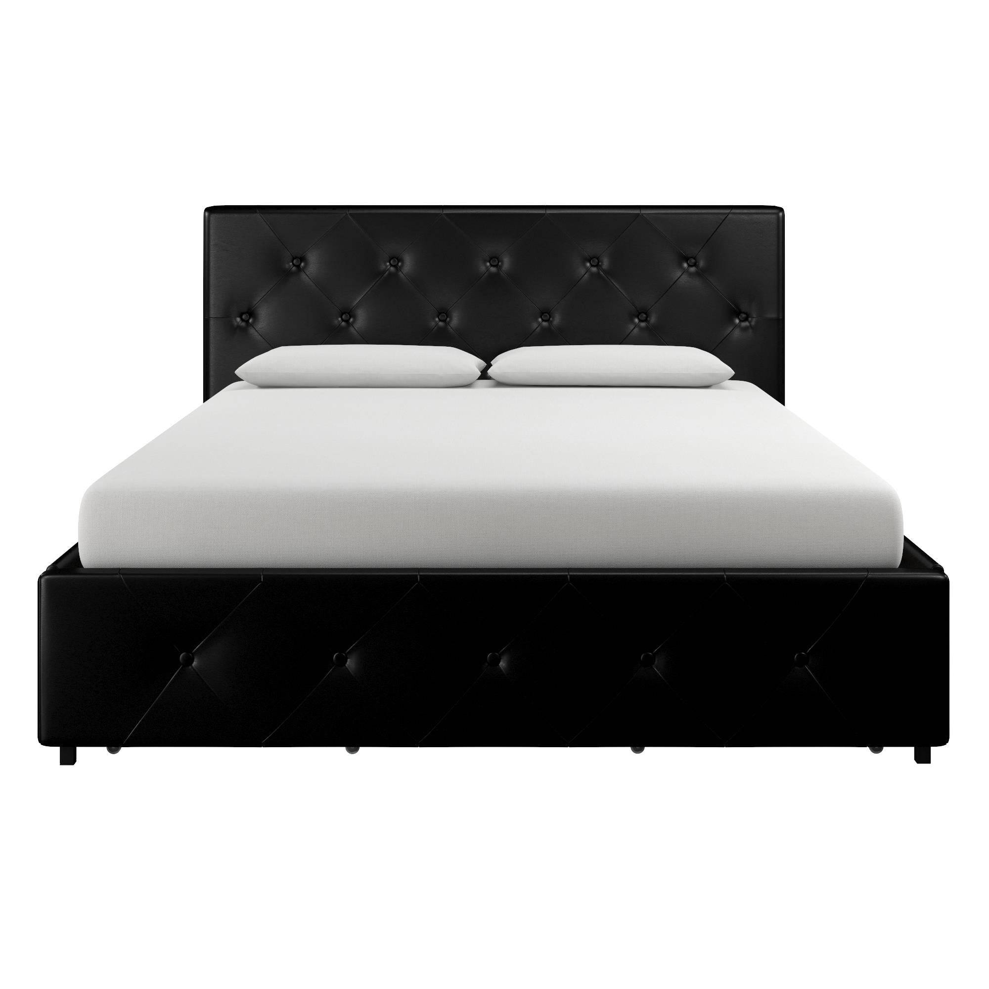 Dakota Upholstered Bed Black PU UK Double Bed with Storage - Price Crash Furniture