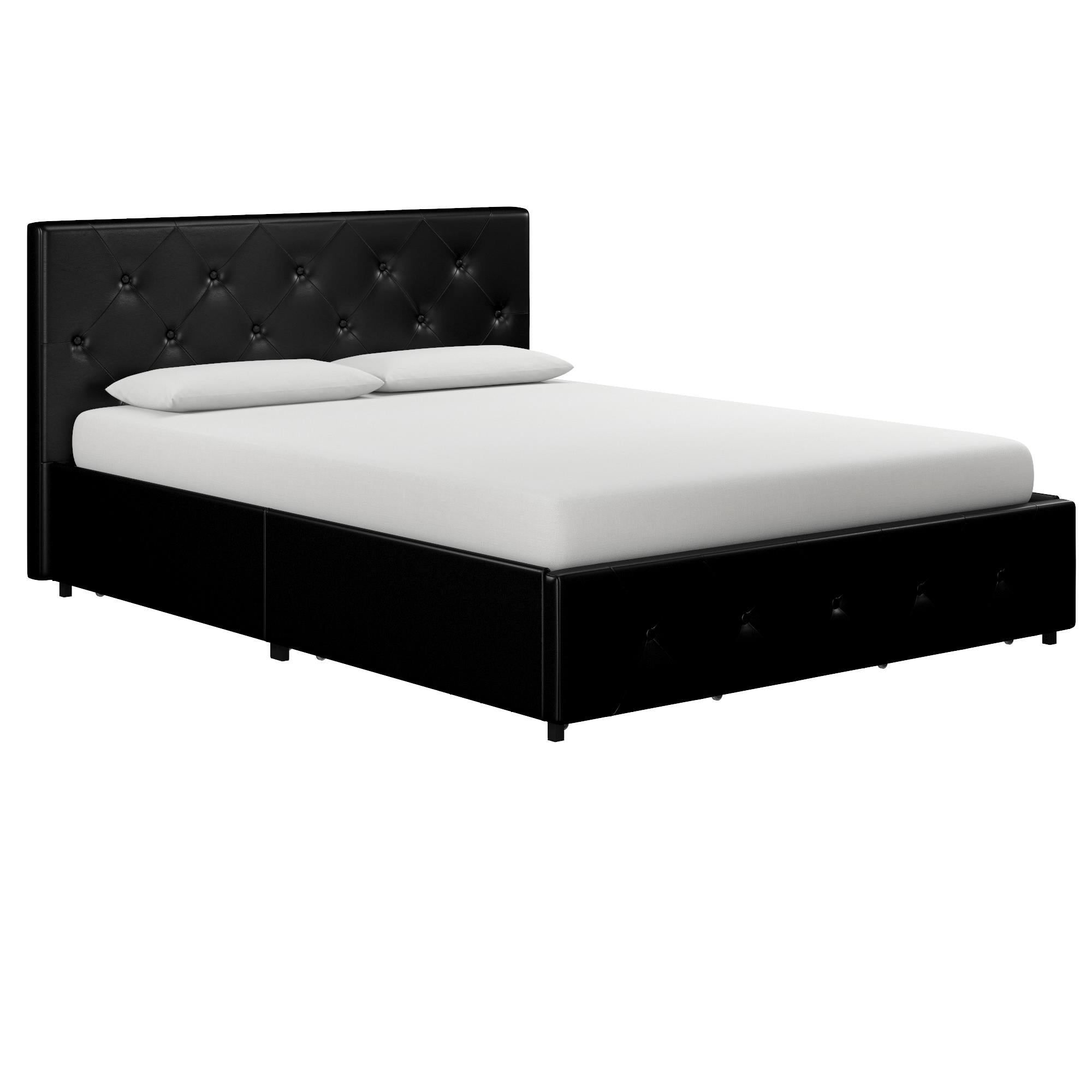 Dakota Upholstered Bed Black PU UK Double Bed with Storage - Price Crash Furniture