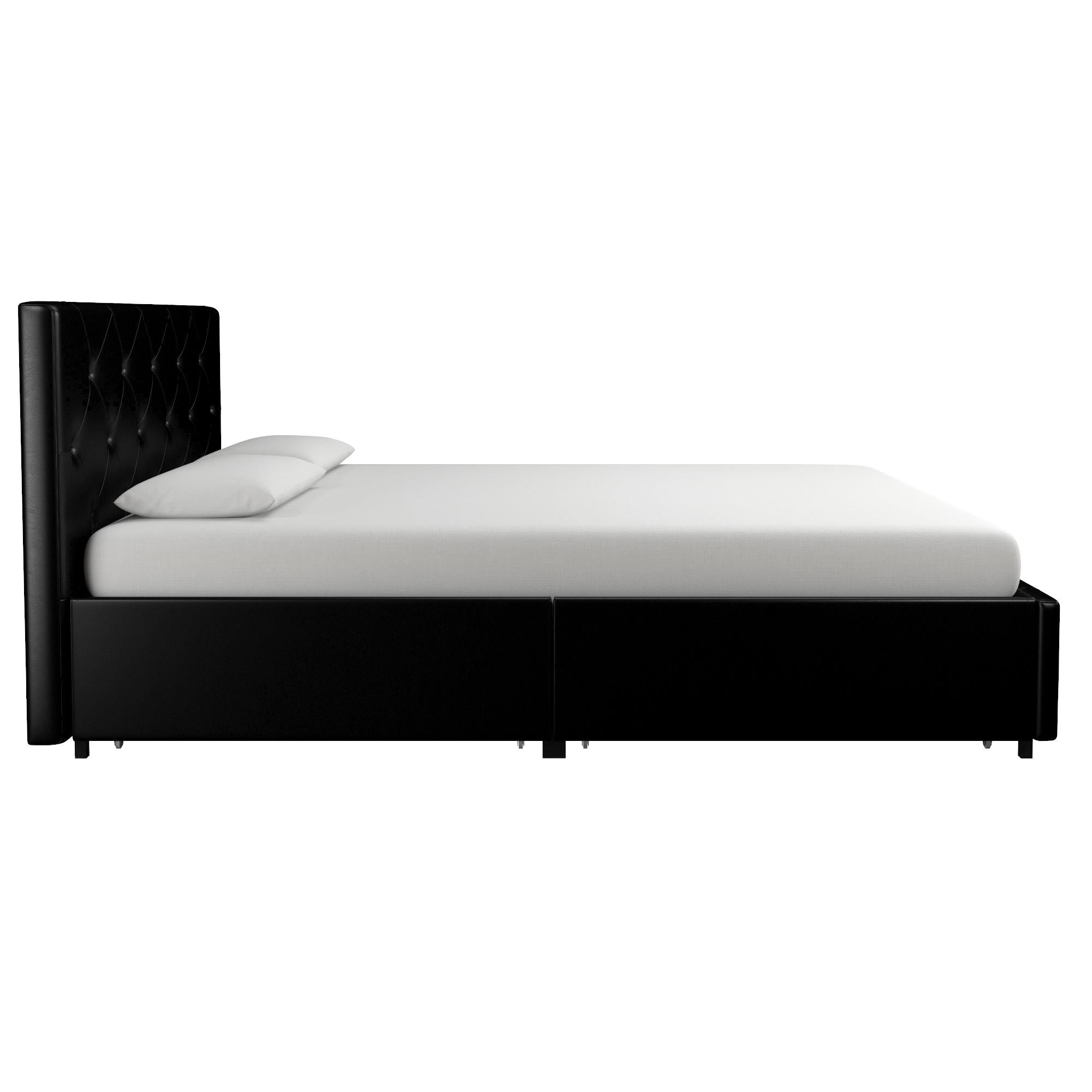 Dakota Upholstered Bed Black PU UK Double Bed with Storage - Price Crash Furniture