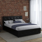 Dakota Upholstered Bed Black PU UK King Size Bed with Storage - Price Crash Furniture