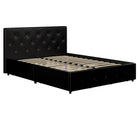 Dakota Upholstered Bed Black PU UK King Size Bed with Storage - Price Crash Furniture