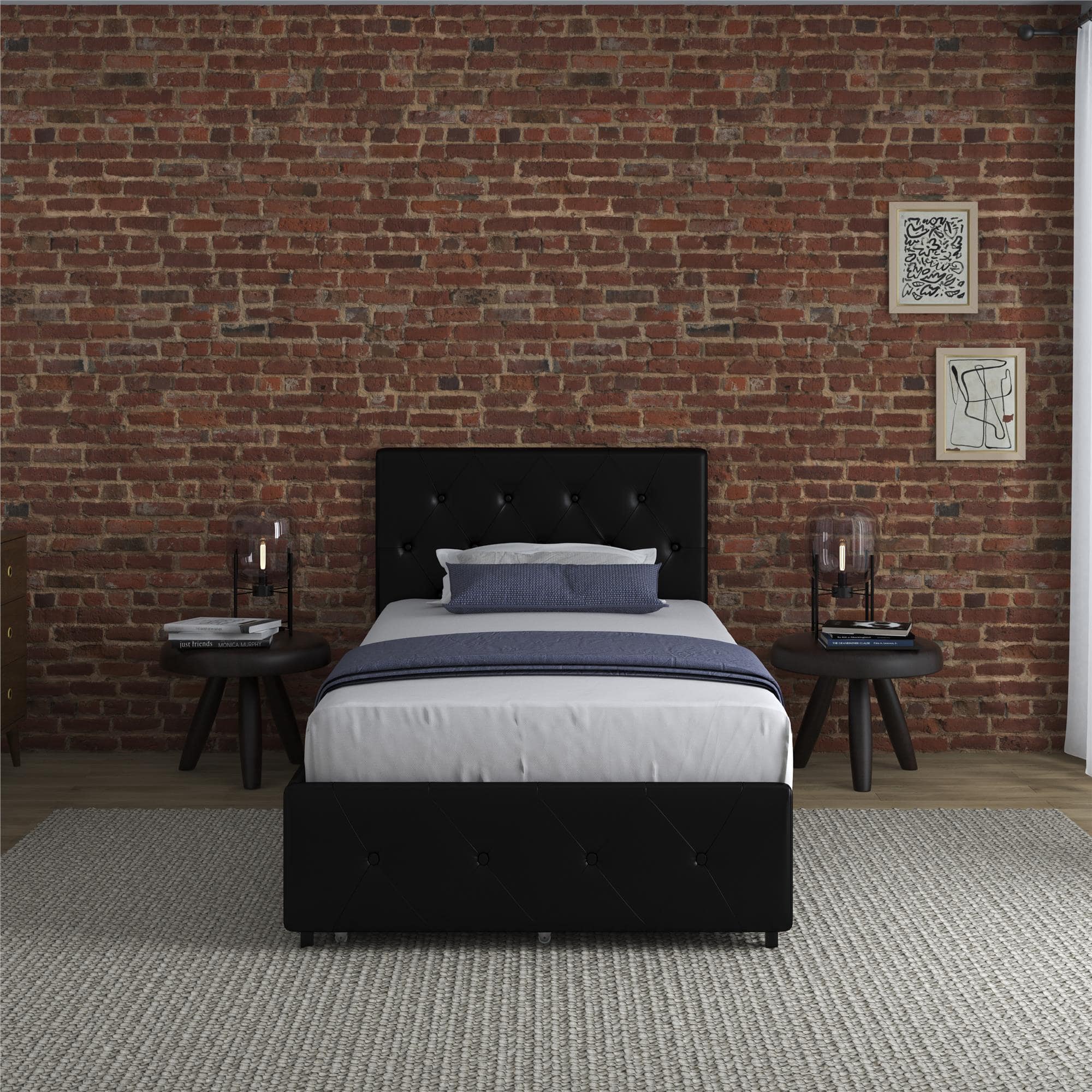 Dakota Upholstered Bed Black PU UK Single Bed with Storage - Price Crash Furniture