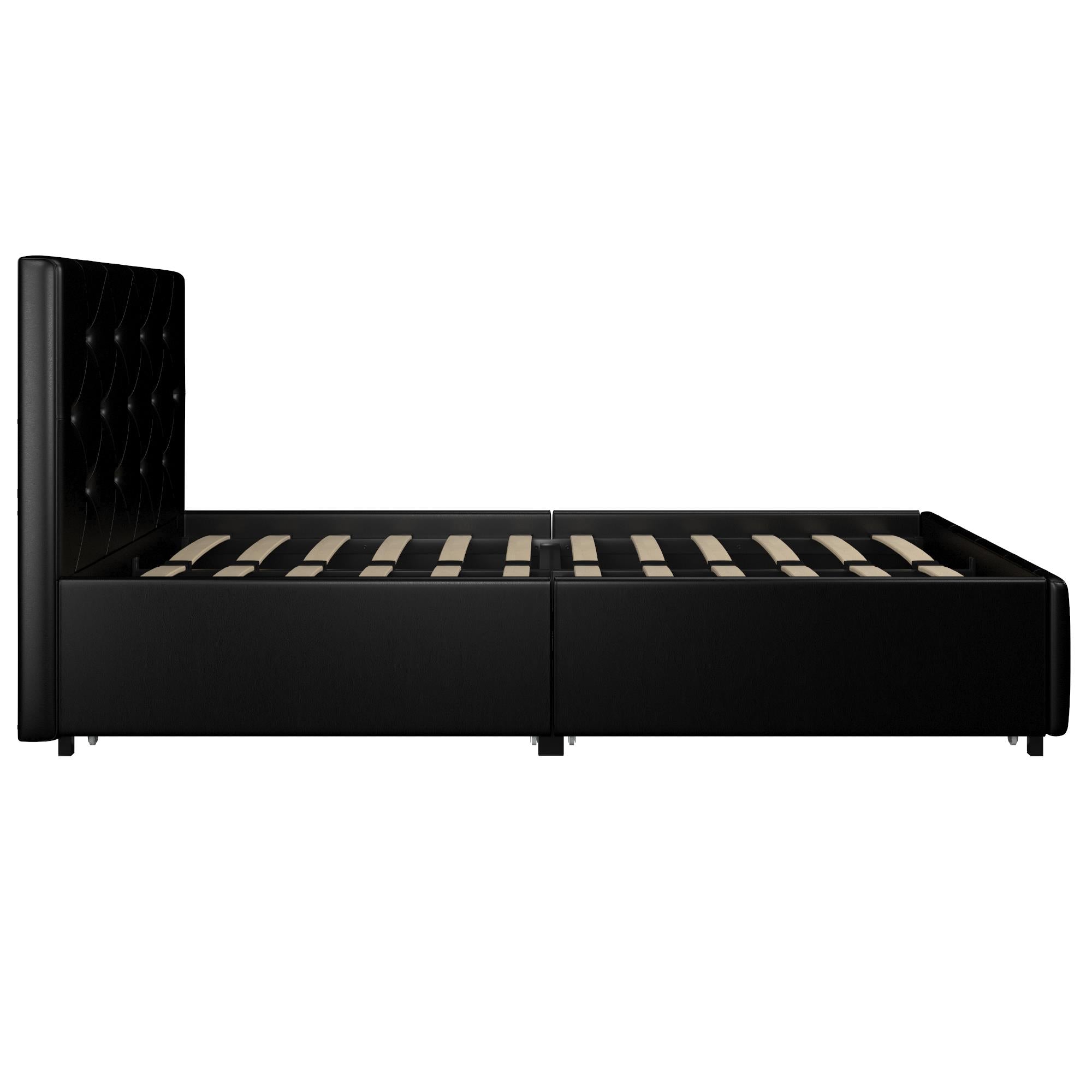 Dakota Upholstered Bed Black PU UK Single Bed with Storage - Price Crash Furniture