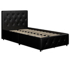 Dakota Upholstered Bed Black PU UK Single Bed with Storage - Price Crash Furniture