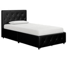 Dakota Upholstered Bed Black PU UK Single Bed with Storage - Price Crash Furniture