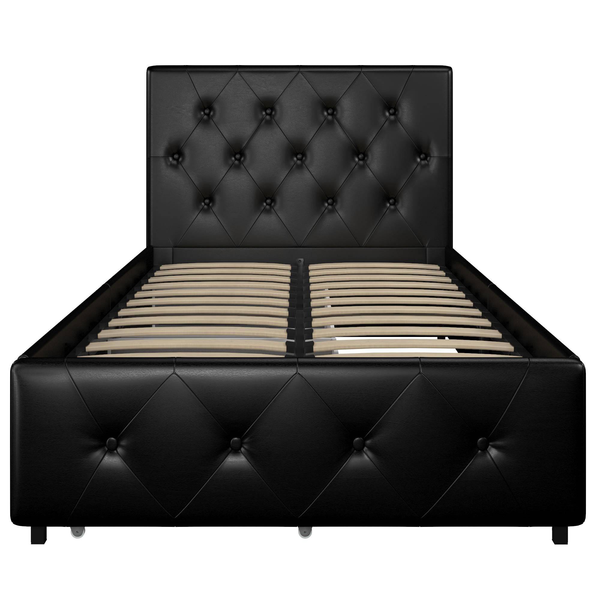 Dakota Upholstered Bed Black PU UK Single Bed with Storage - Price Crash Furniture