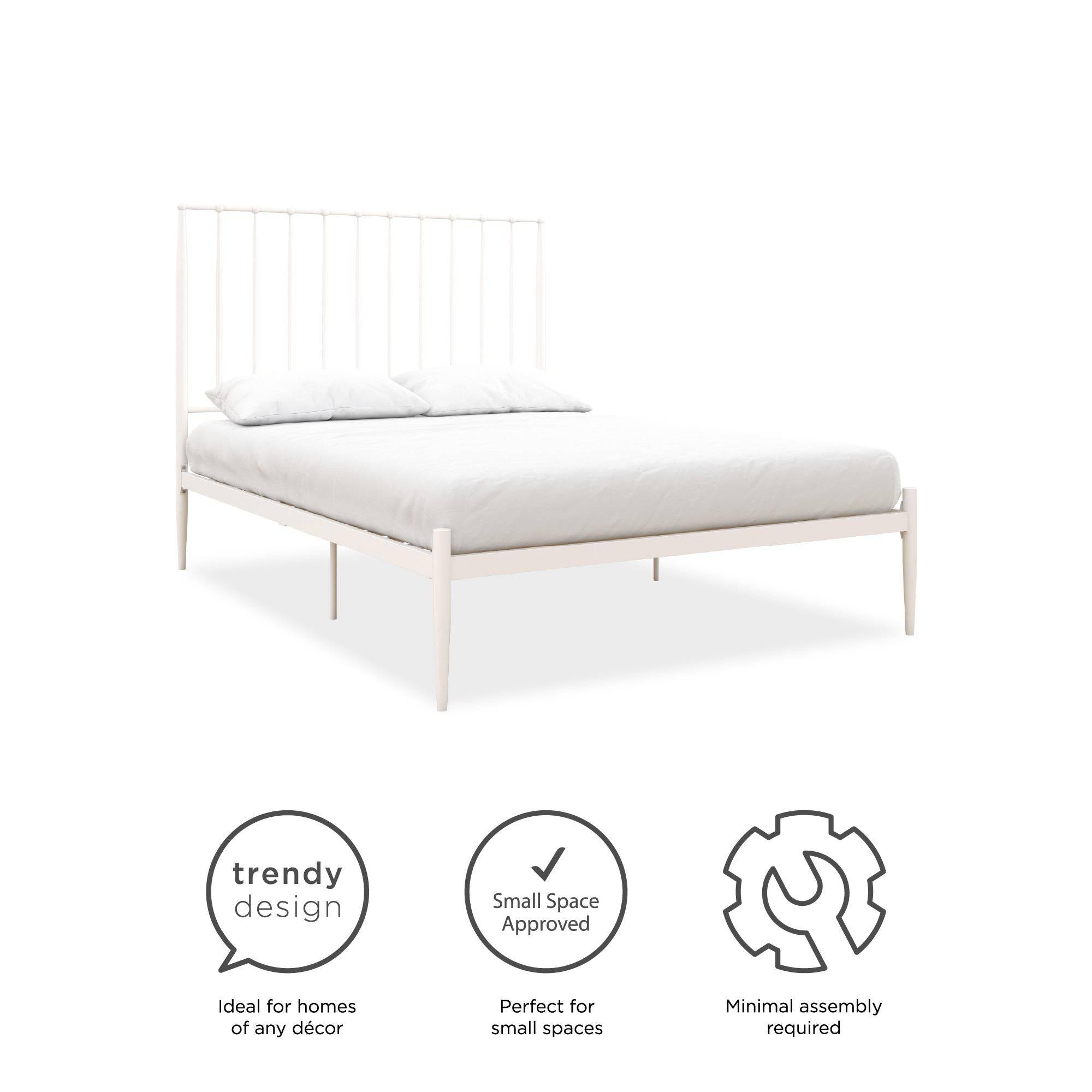 Giulia Modern Metal King size Bed in White by Dorel - Price Crash Furniture