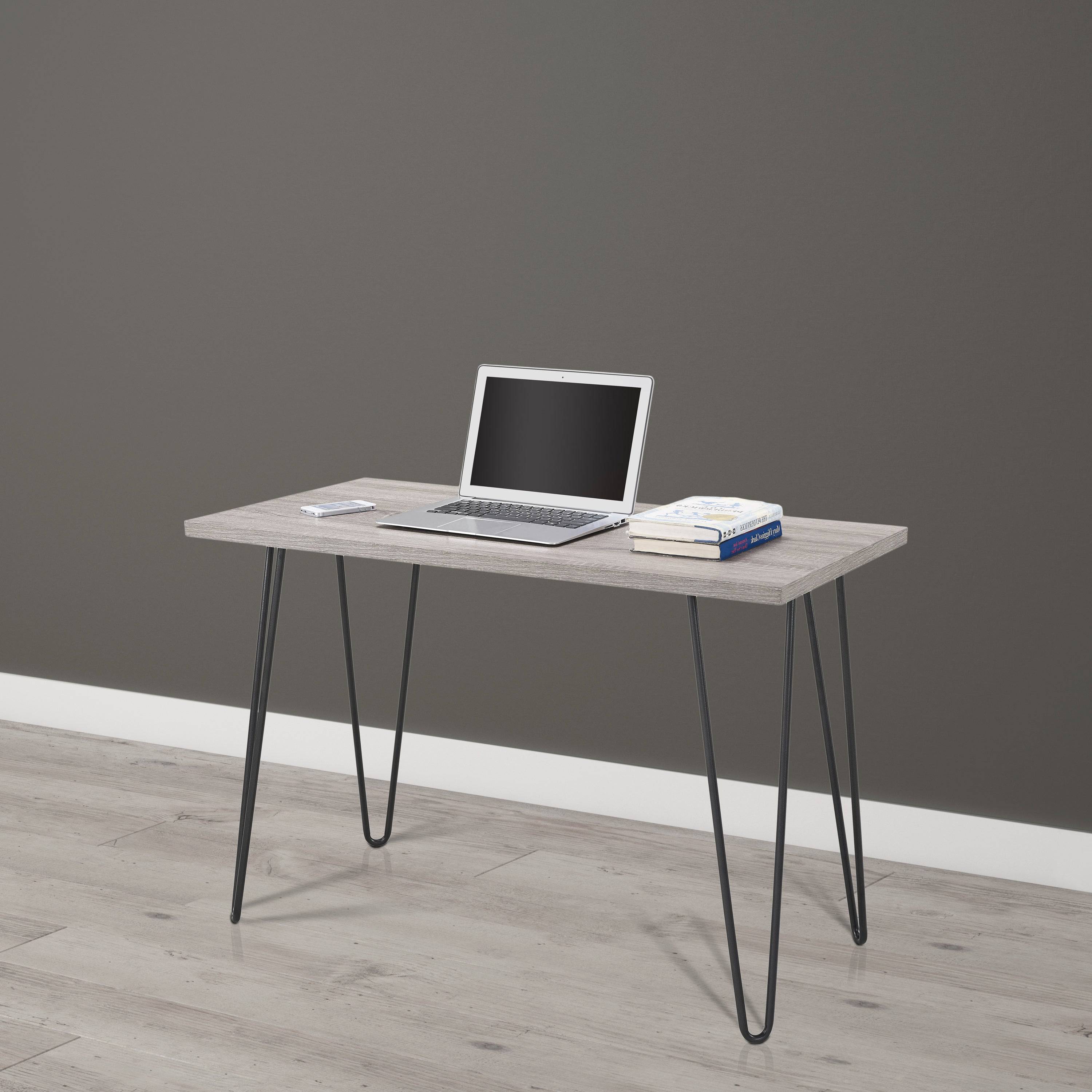 Owen Retro Desk in Distressed Gray Oak - Price Crash Furniture