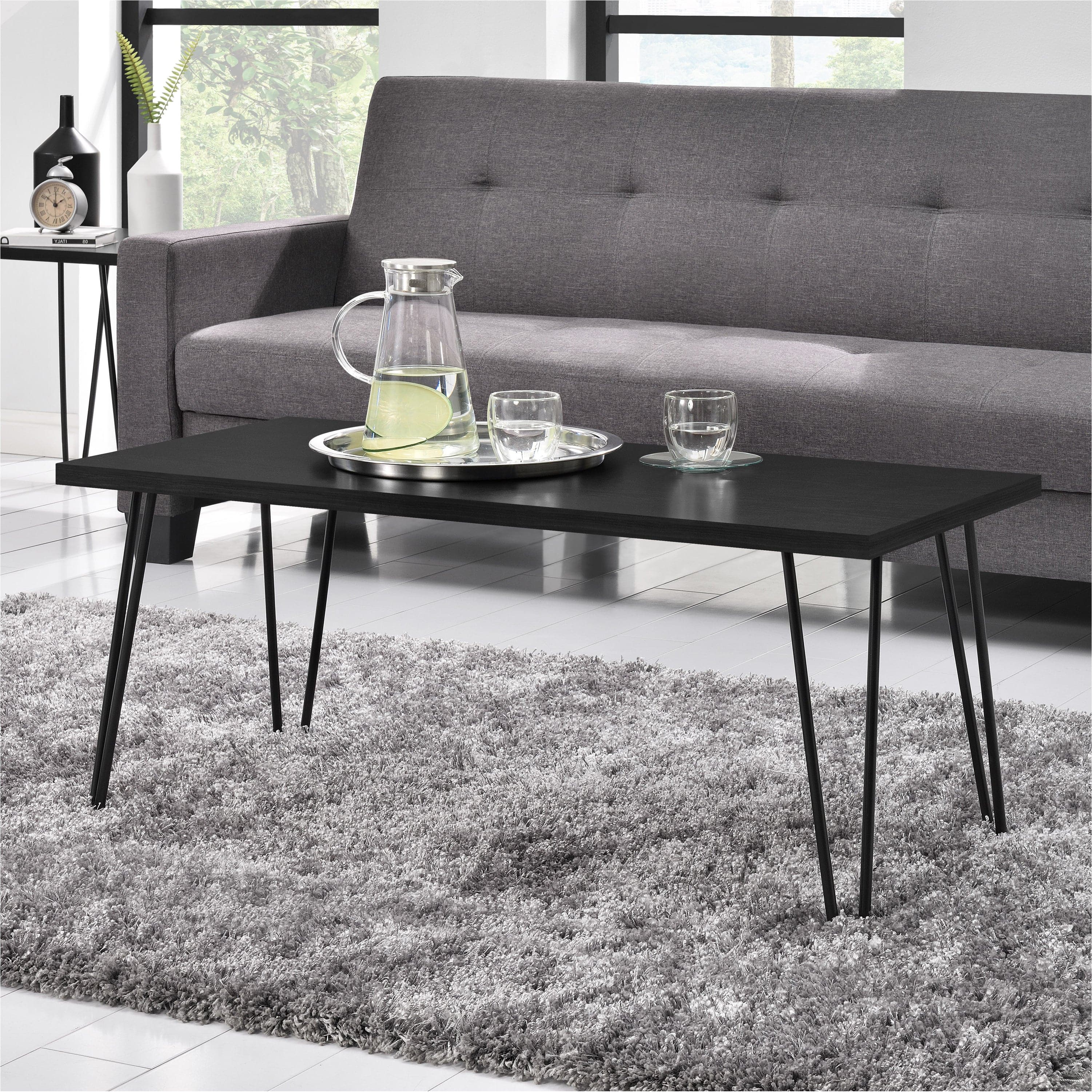 Owen Retro Coffee Table Distressed in Black Oak - Price Crash Furniture