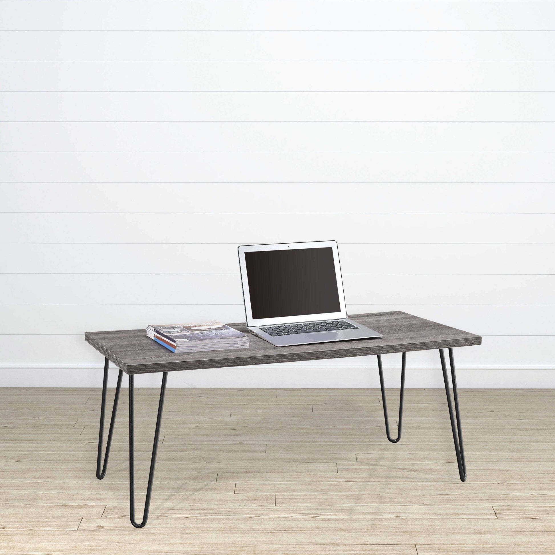 Owen Retro Coffee Table Distressed in Distressed Grey Oak - Price Crash Furniture