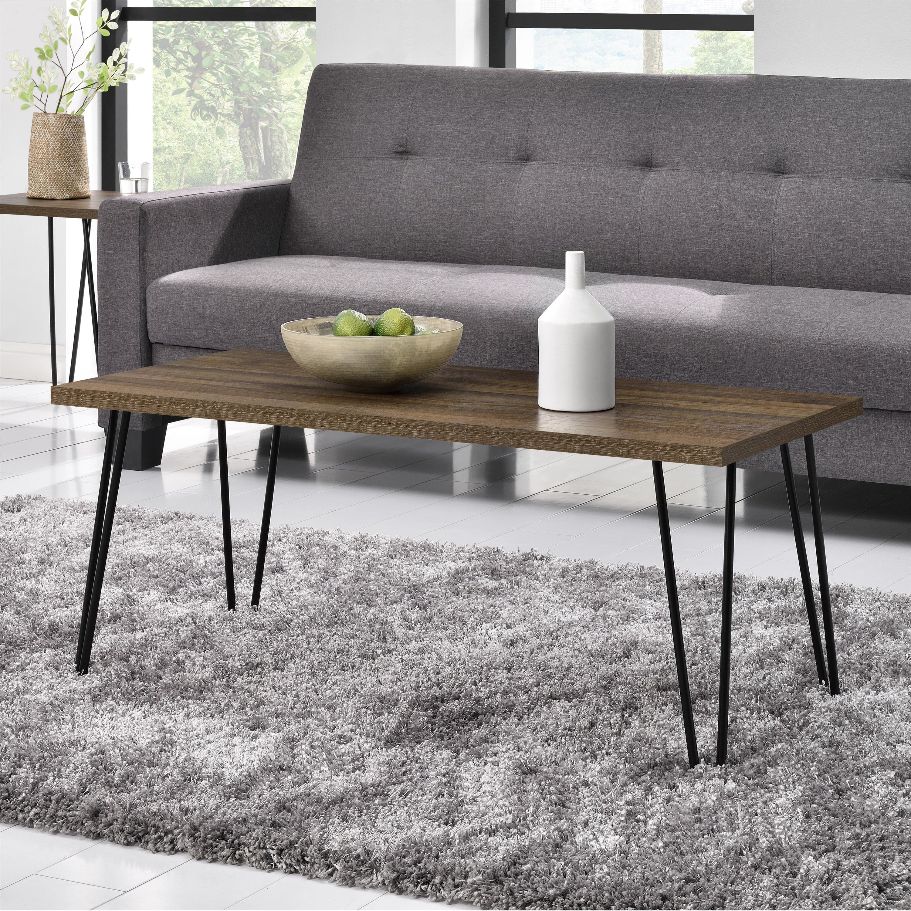 Owen Retro Coffee Table Distressed in Walnut - Price Crash Furniture