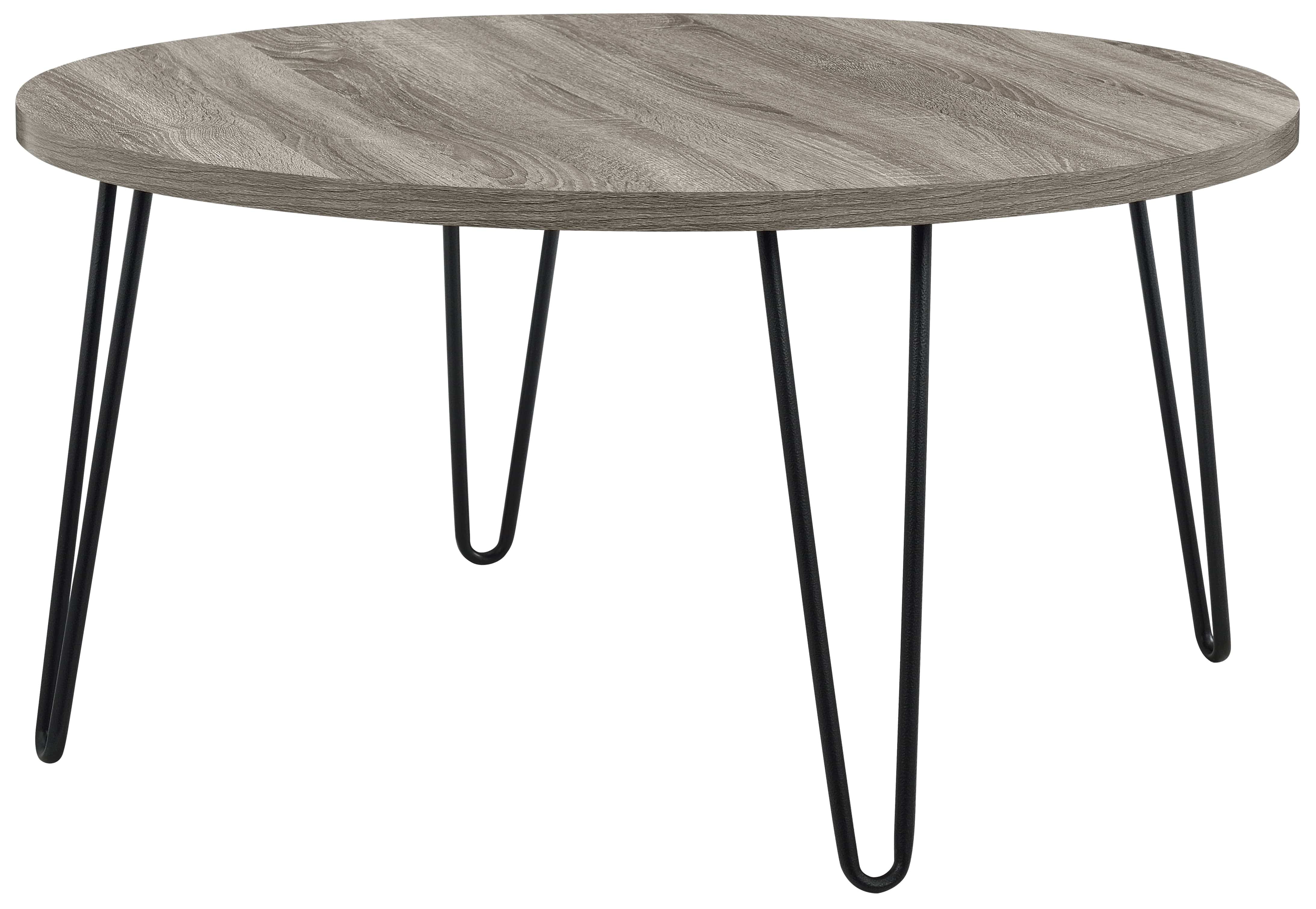 OWEN RETRO ROUND COFFEE TABLE DISTRESSED GREY OAK - Price Crash Furniture