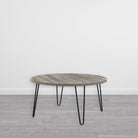 OWEN RETRO ROUND COFFEE TABLE DISTRESSED GREY OAK - Price Crash Furniture