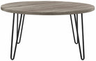 OWEN RETRO ROUND COFFEE TABLE DISTRESSED GREY OAK - Price Crash Furniture