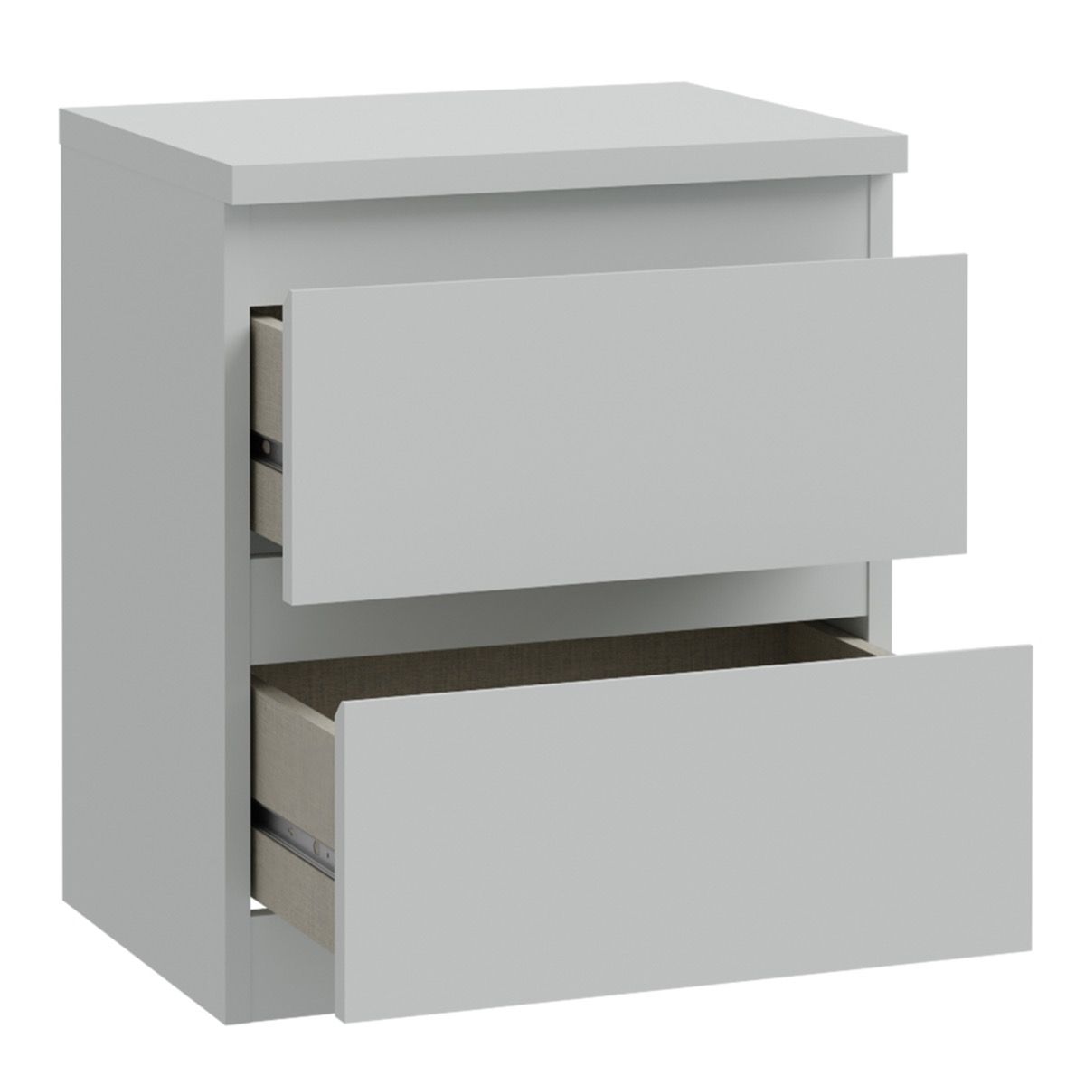 Edmore 2 Drawer Bedside Table In Light Grey - Price Crash Furniture