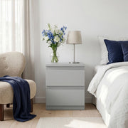 Edmore 2 Drawer Bedside Table In Light Grey - Price Crash Furniture