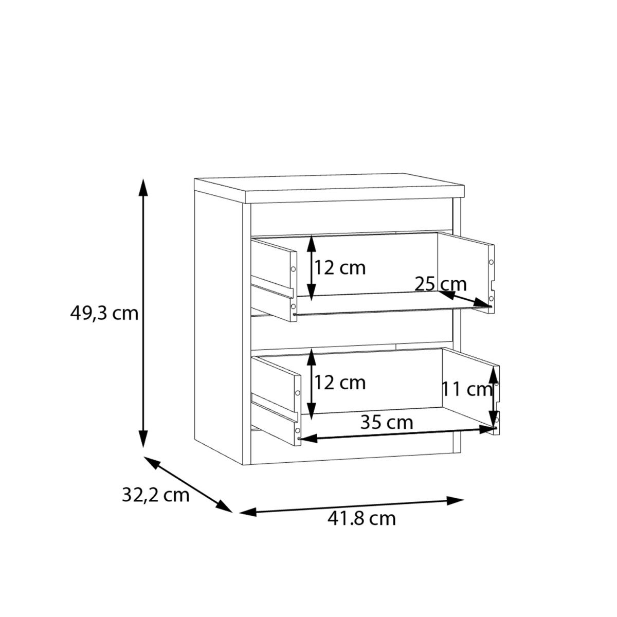 Edmore 2 Drawer Bedside Table In Light Grey - Price Crash Furniture