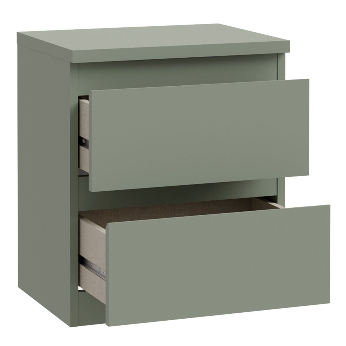 Edmore 2 Drawer Bedside Table In Sage Green - Price Crash Furniture