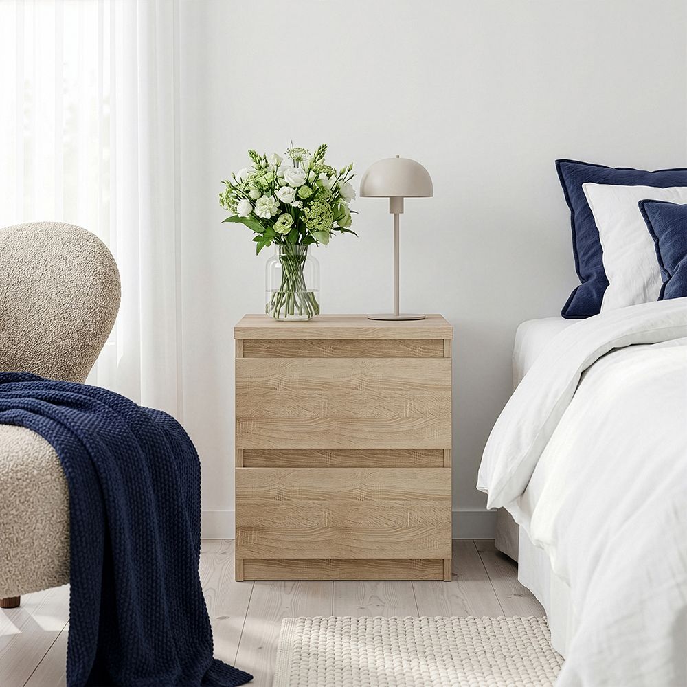 Edmore 2 Drawer Bedside Table In Sonoma Oak - Price Crash Furniture