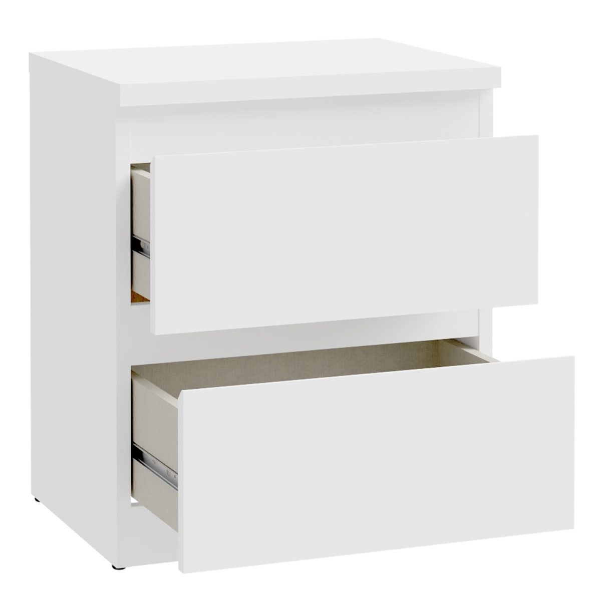 Edmore 2 Drawer Bedside Table In White - Price Crash Furniture
