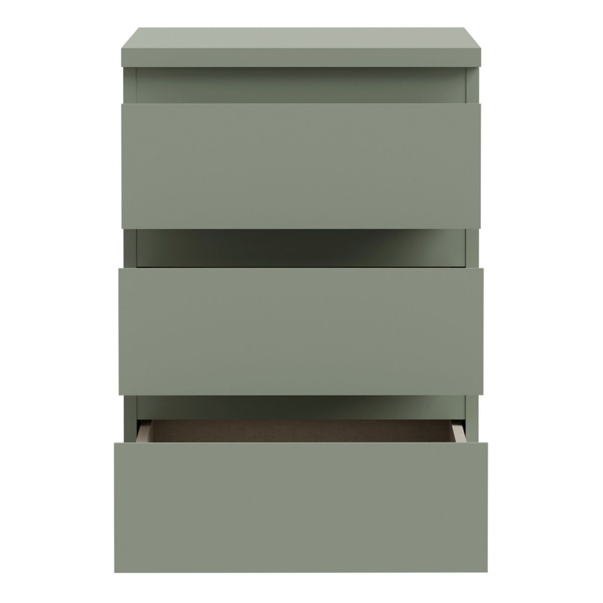 Edmore 3 Drawer Bedside Cabinet In Sage Green - Price Crash Furniture