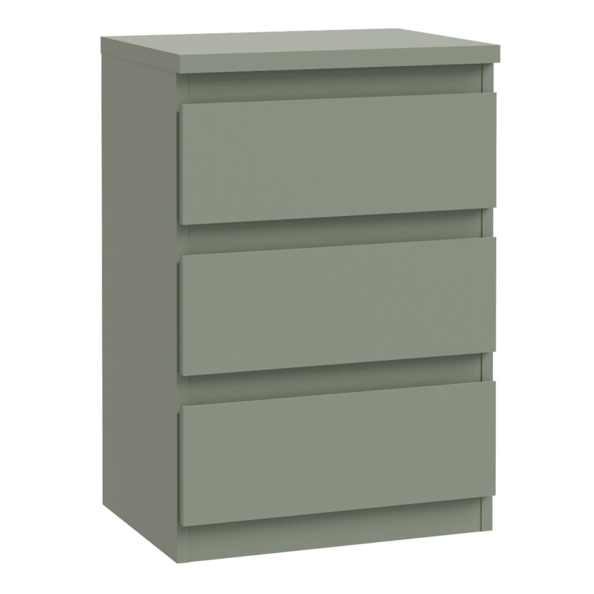 Edmore 3 Drawer Bedside Cabinet In Sage Green - Price Crash Furniture
