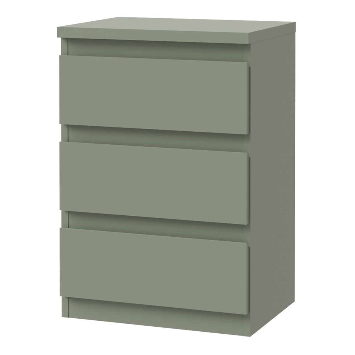 Edmore 3 Drawer Bedside Cabinet In Sage Green - Price Crash Furniture
