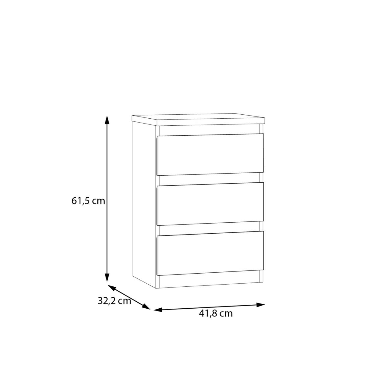 Edmore 3 Drawer Bedside Cabinet In Sage Green - Price Crash Furniture