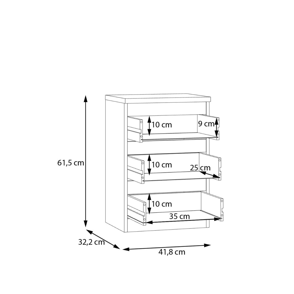 Edmore 3 Drawer Bedside Cabinet In Sage Green - Price Crash Furniture
