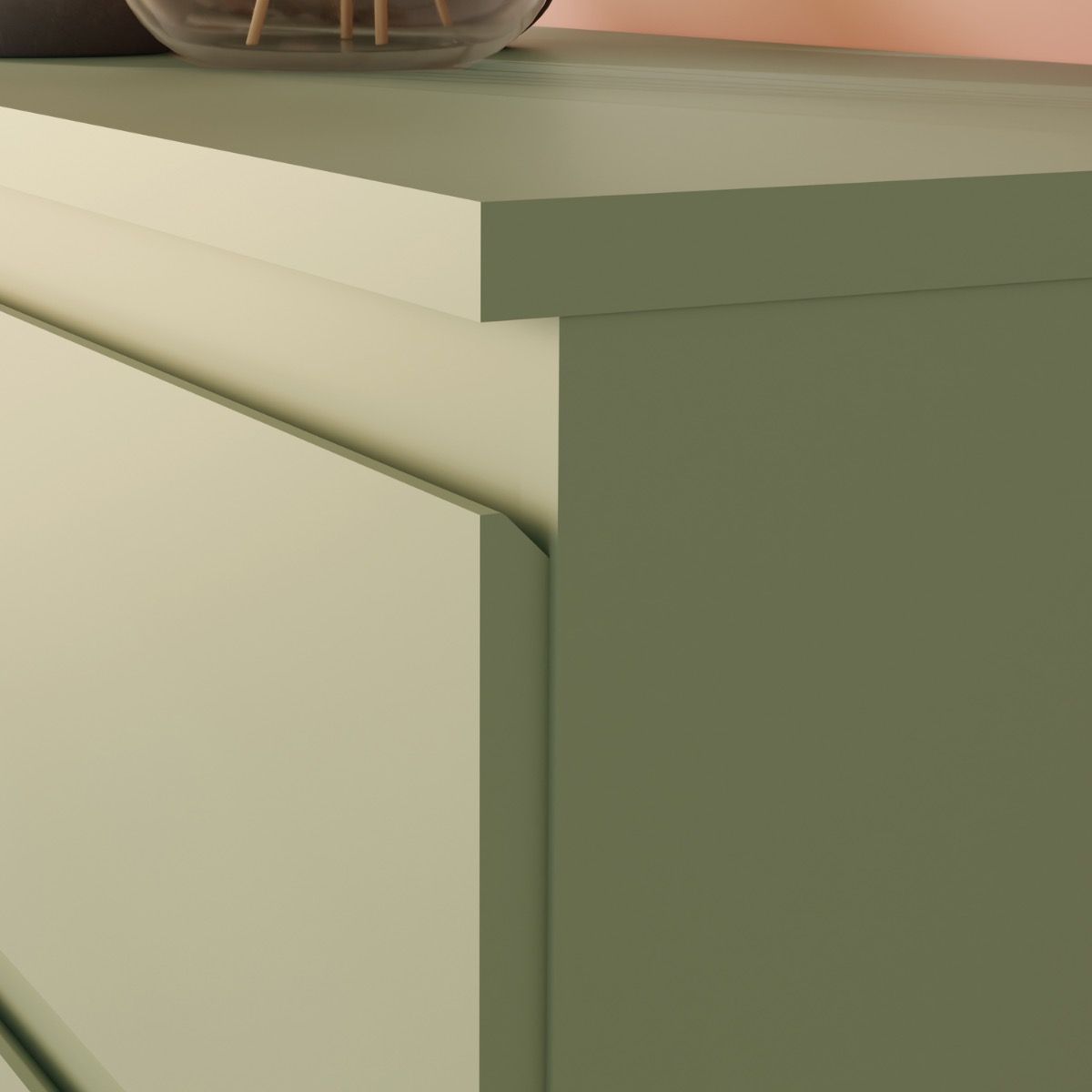 Edmore 3 Drawer Bedside Cabinet In Sage Green - Price Crash Furniture