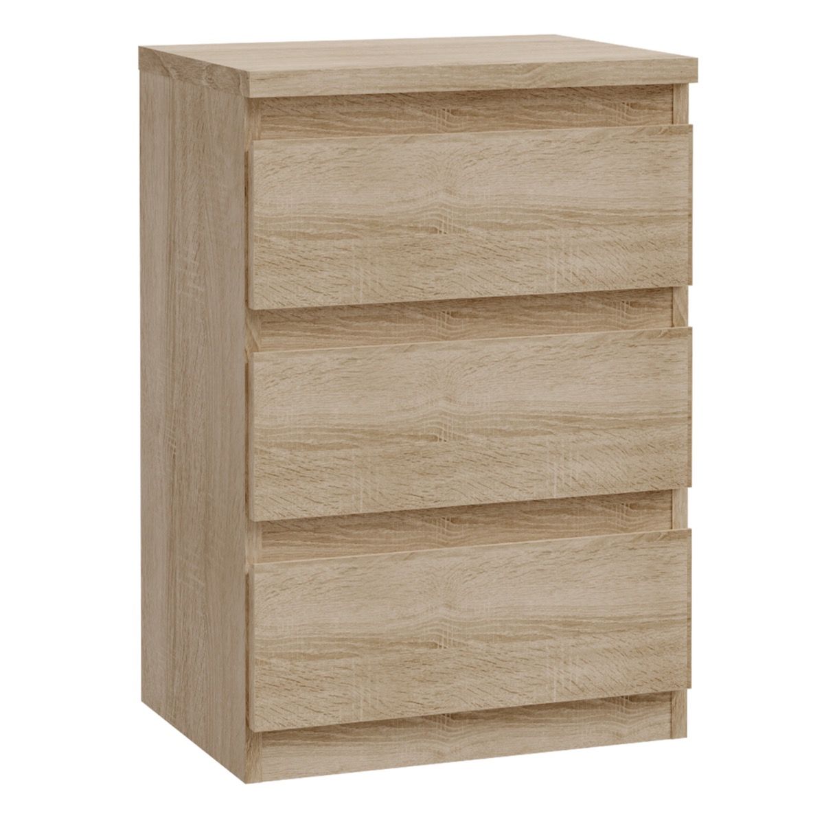 Edmore 3 Drawer Bedside Cabinet In Sonoma Oak - Price Crash Furniture