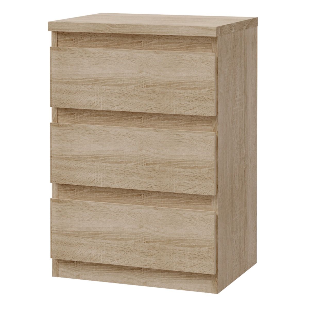 Edmore 3 Drawer Bedside Cabinet In Sonoma Oak - Price Crash Furniture