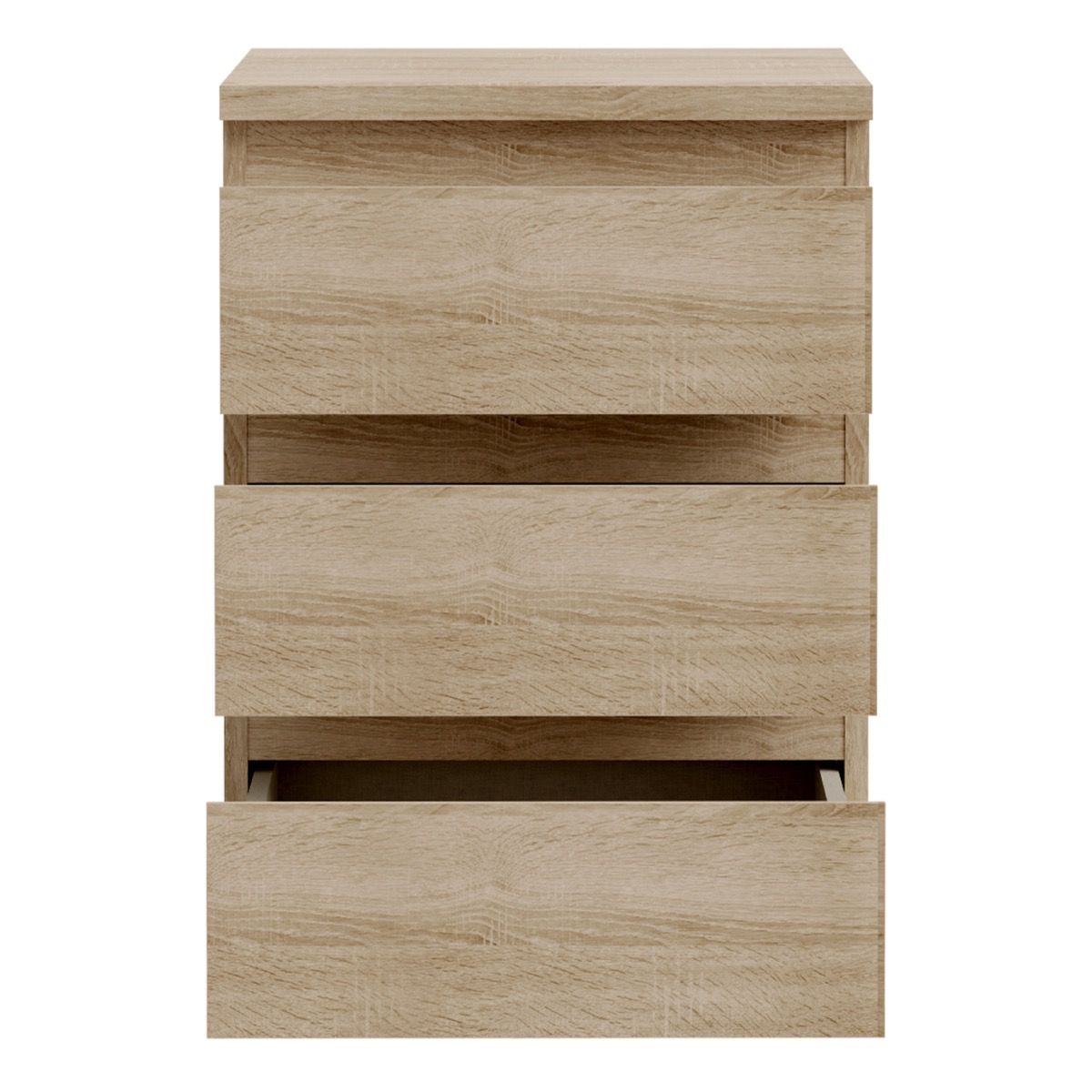 Edmore 3 Drawer Bedside Cabinet In Sonoma Oak - Price Crash Furniture