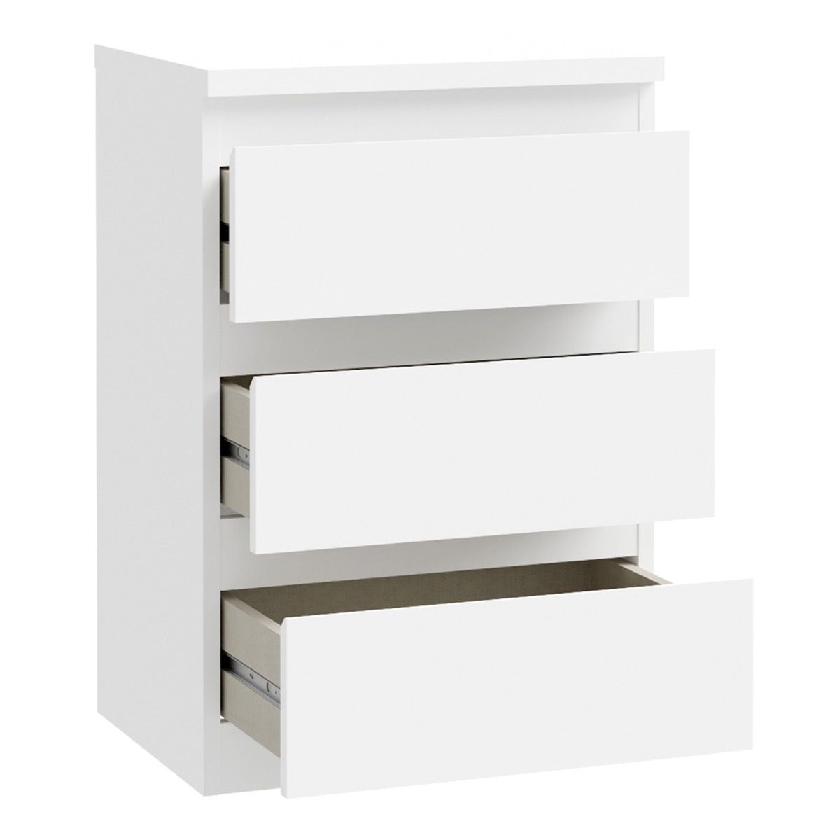 Edmore 3 Drawer Bedside Chest In White - Price Crash Furniture