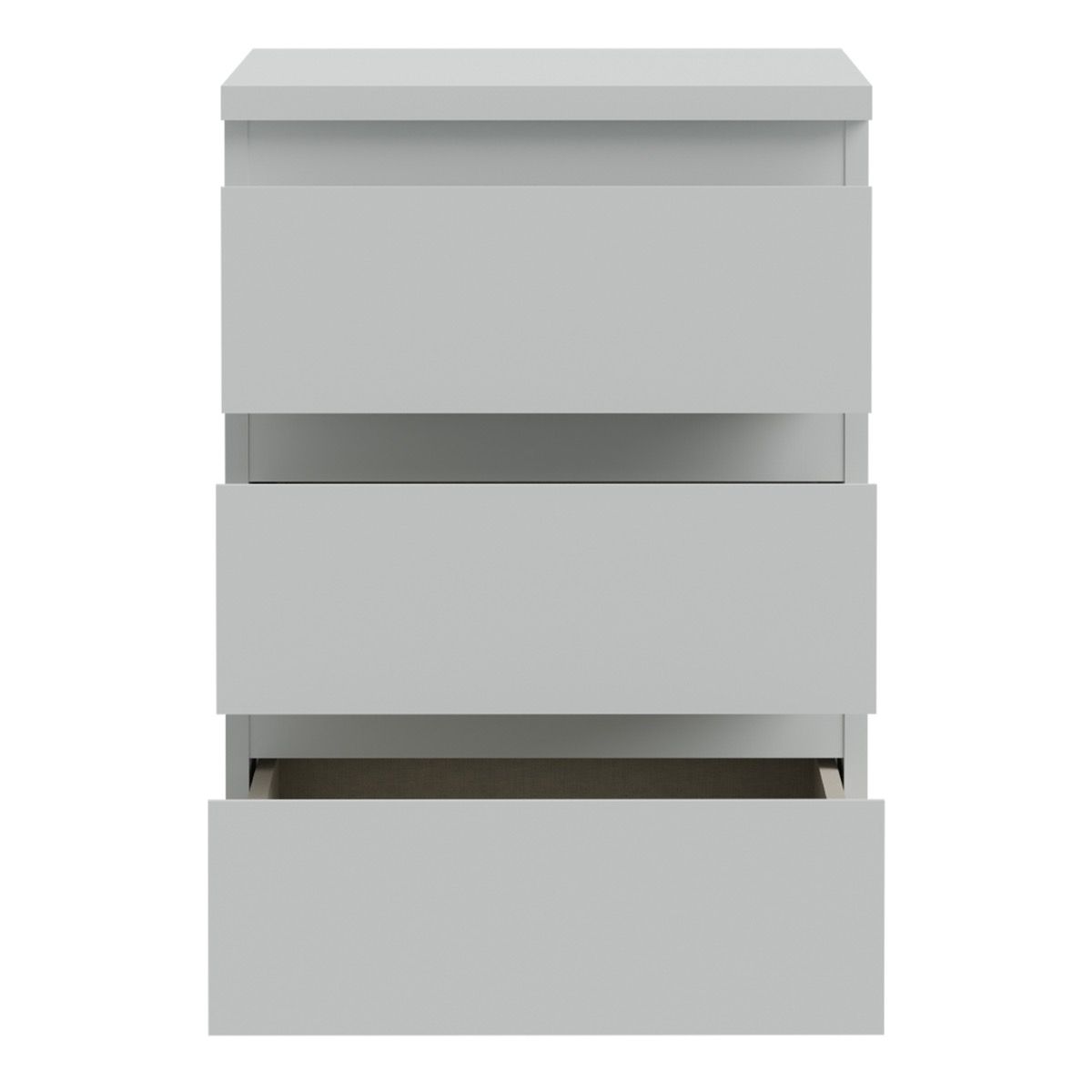 Edmore 3 Drawer Bedside Table In Light Grey - Price Crash Furniture