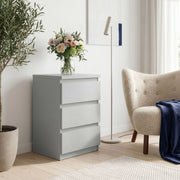 Edmore 3 Drawer Bedside Table In Light Grey - Price Crash Furniture