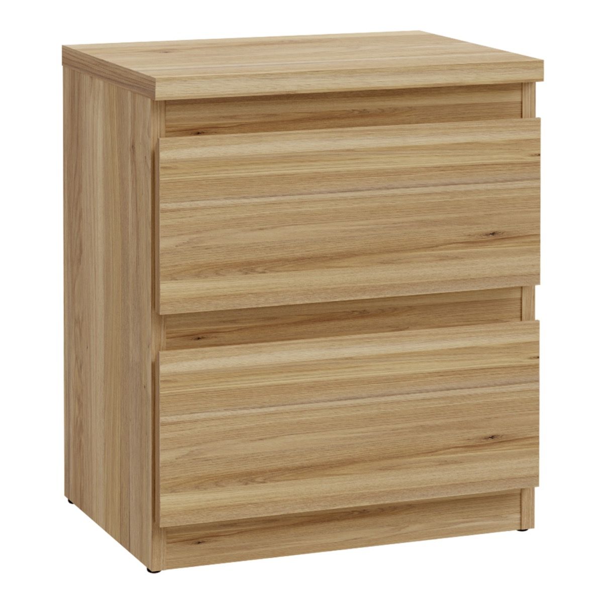 Edmore 3 Drawer Bedside Table In Mauvella Oak - Price Crash Furniture