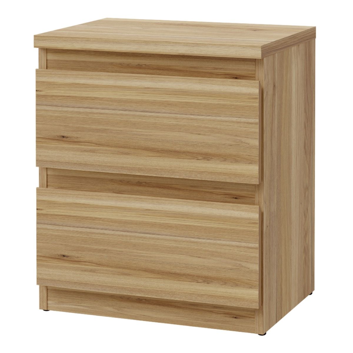 Edmore 3 Drawer Bedside Table In Mauvella Oak - Price Crash Furniture