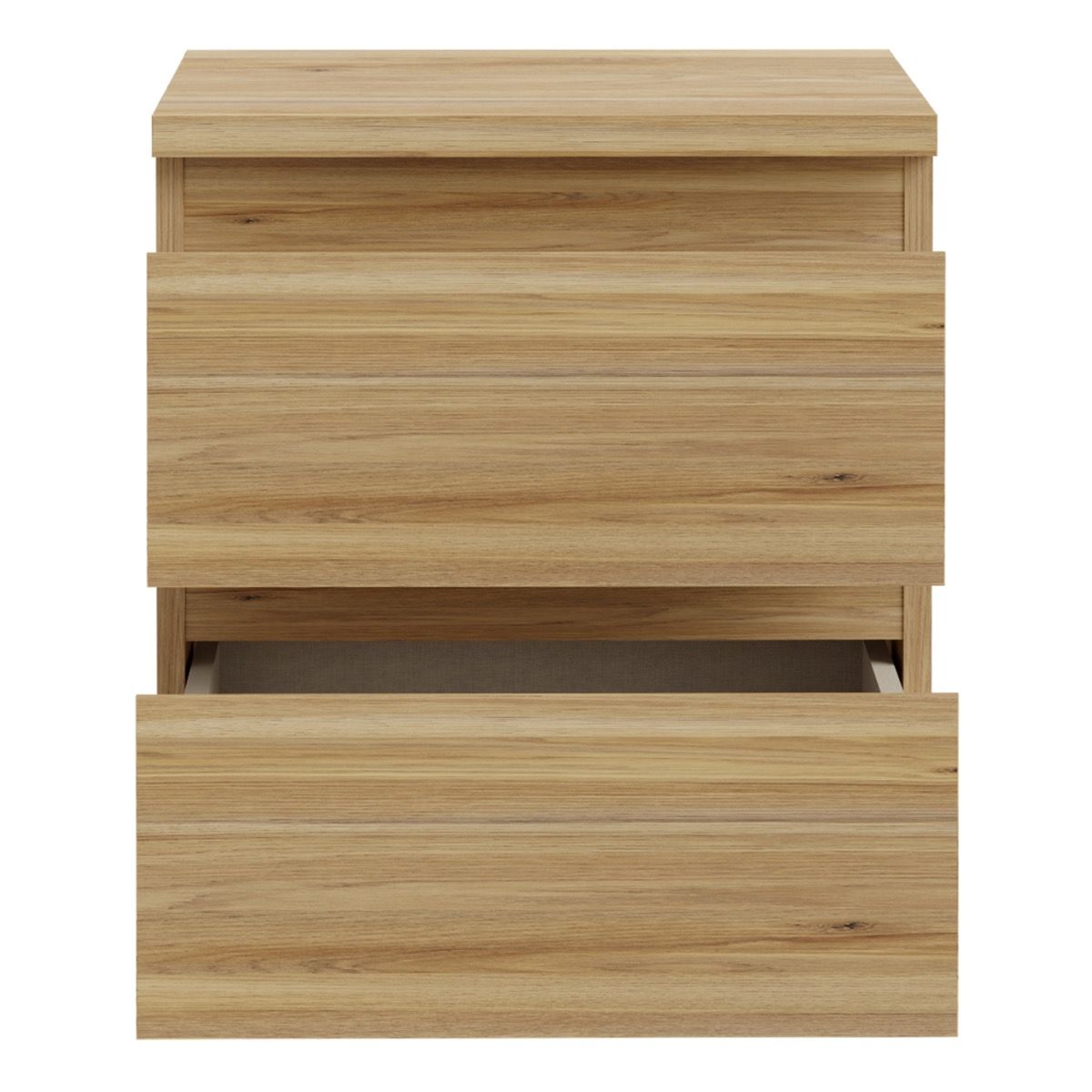 Edmore 3 Drawer Bedside Table In Mauvella Oak - Price Crash Furniture