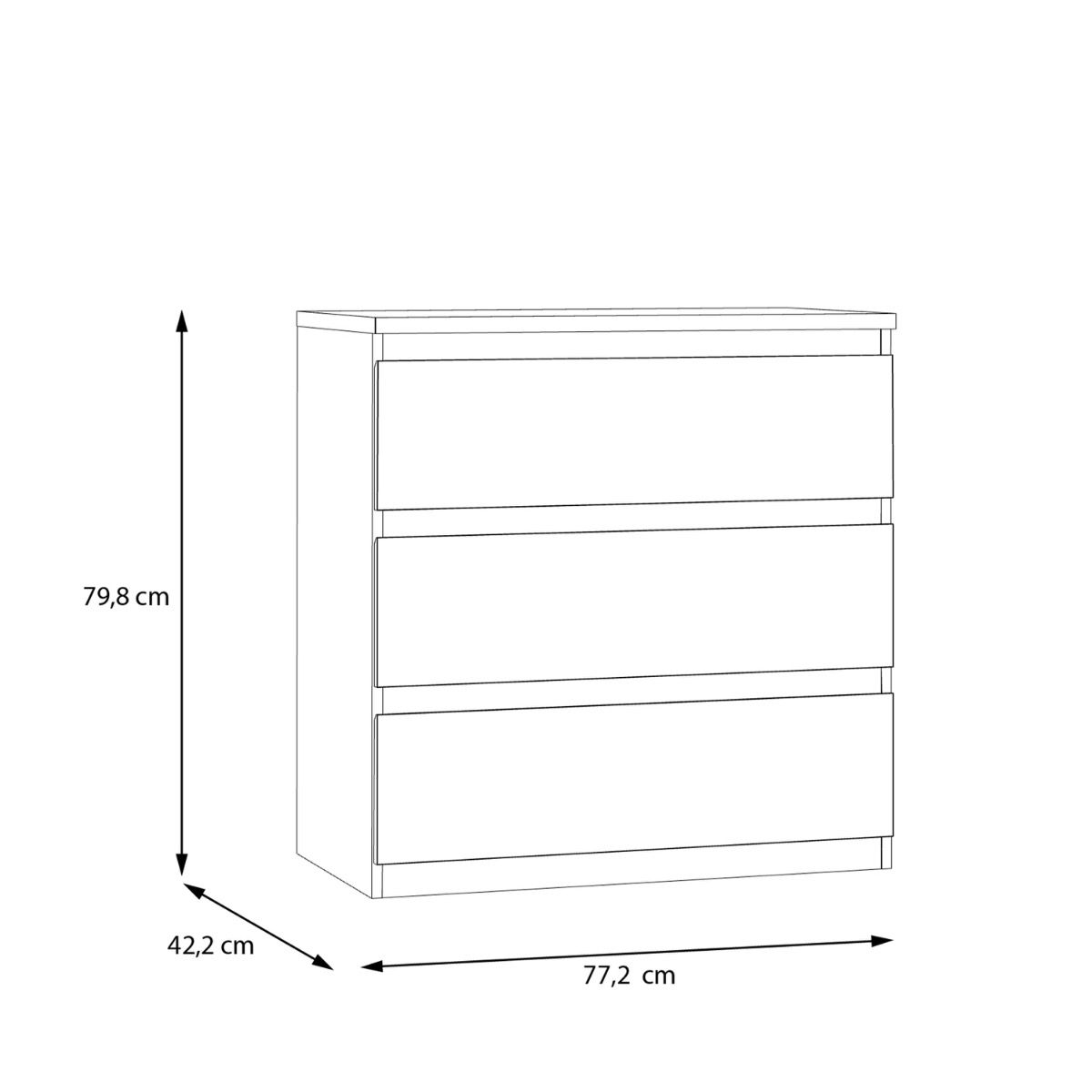 Edmore 3 Drawer Chest In Mauvella Oak - Price Crash Furniture