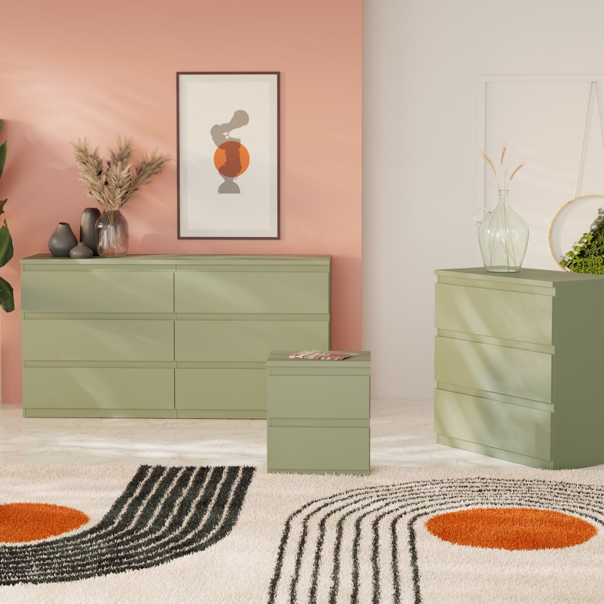 Edmore 3 Drawer Chest In Sage Green - Price Crash Furniture