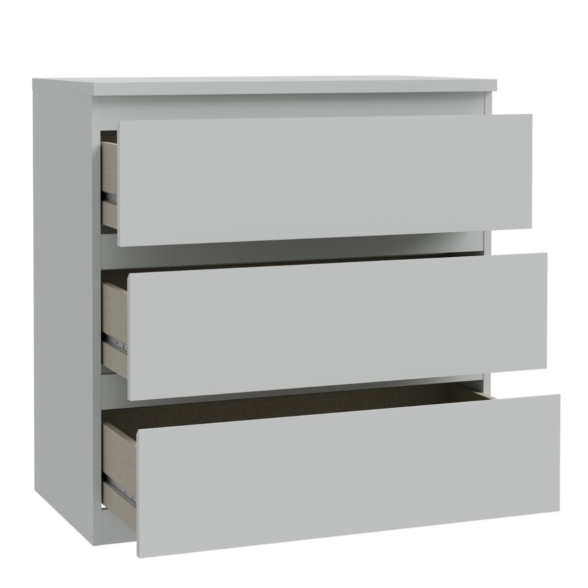 Edmore 3 Drawer Chest of Drawers In Light Grey - Price Crash Furniture