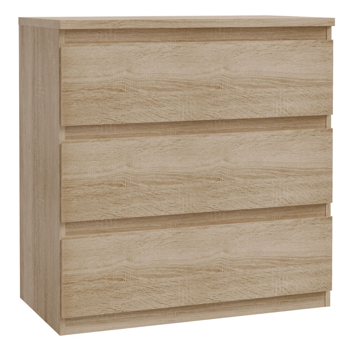 Edmore 3 Drawer Chest of Drawers In Sonoma Oak - Price Crash Furniture