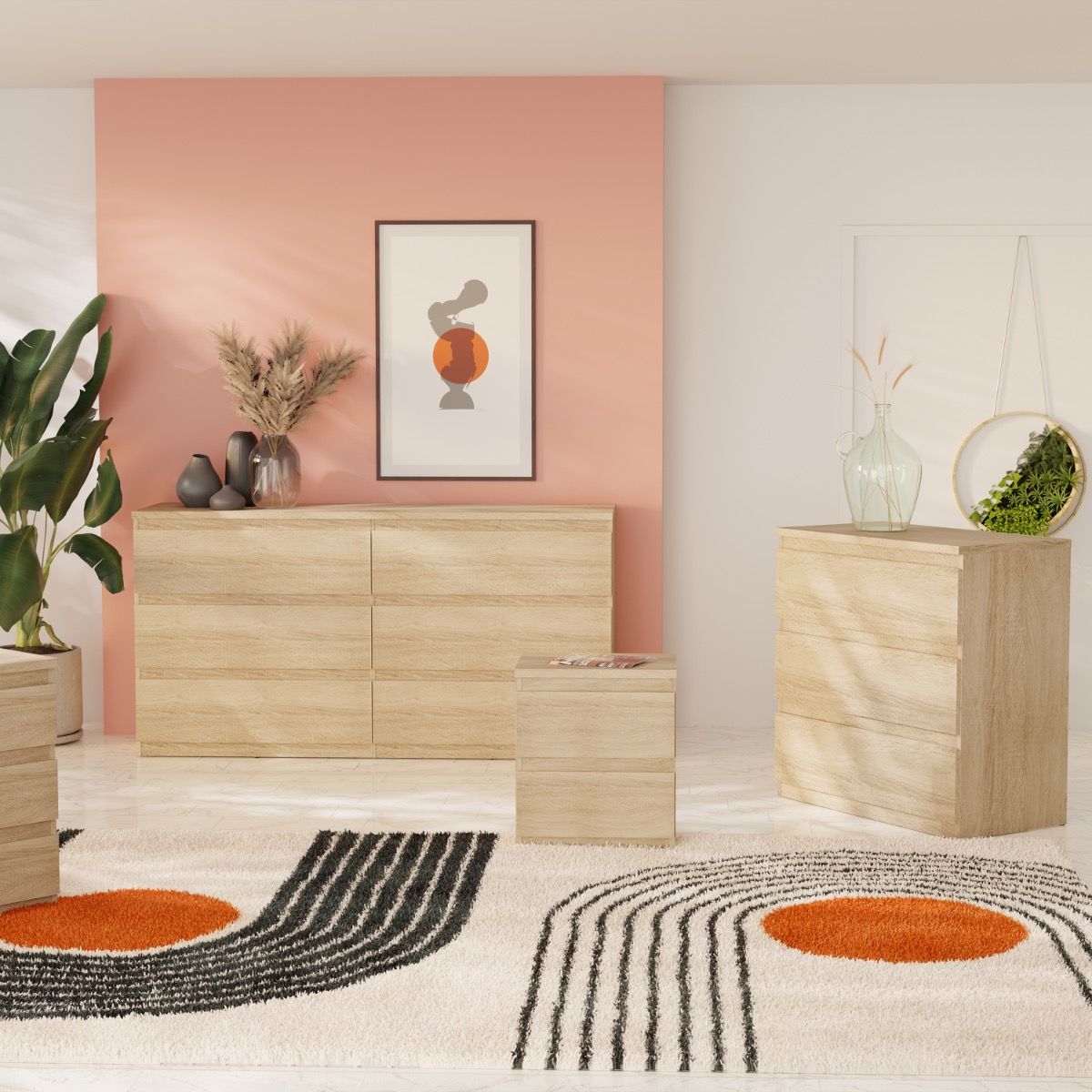 Edmore 3 Drawer Chest of Drawers In Sonoma Oak - Price Crash Furniture