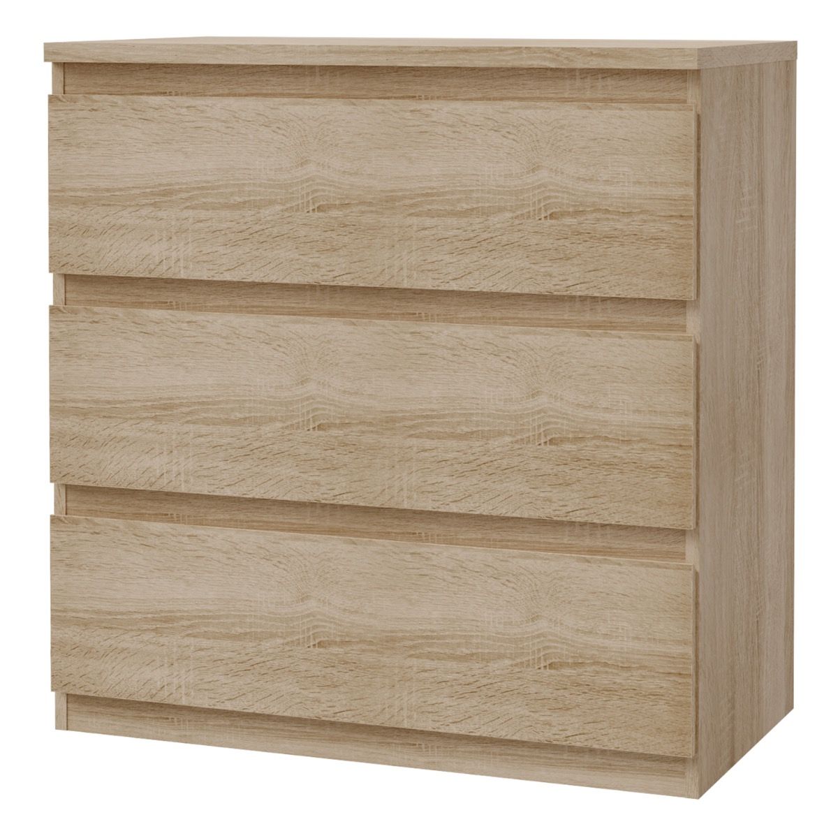 Edmore 3 Drawer Chest of Drawers In Sonoma Oak - Price Crash Furniture