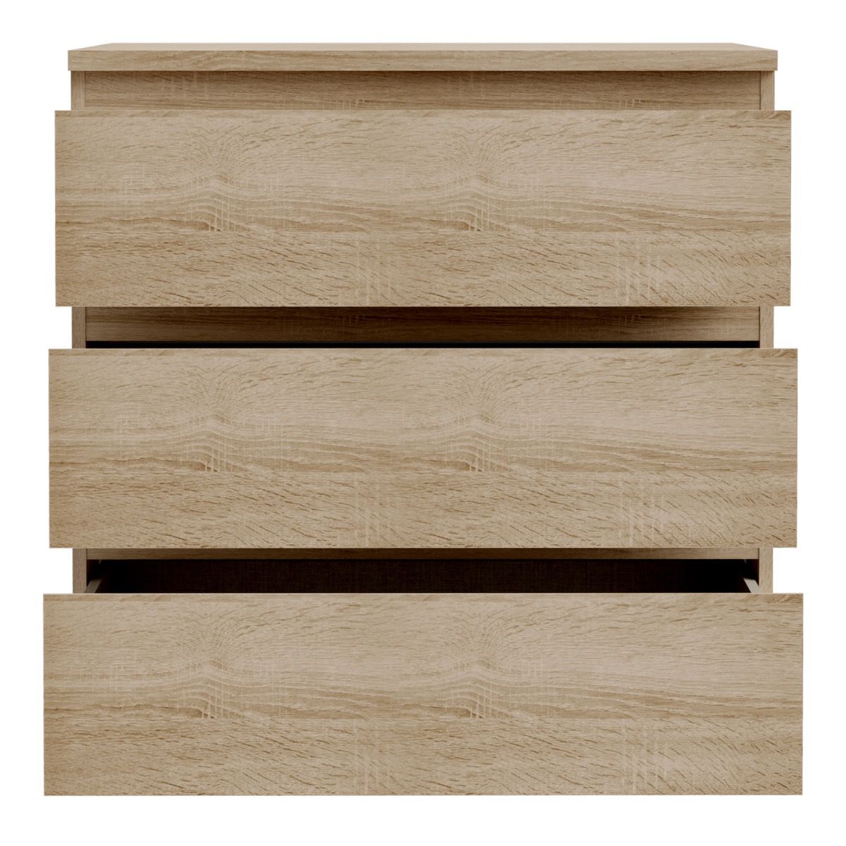 Edmore 3 Drawer Chest of Drawers In Sonoma Oak - Price Crash Furniture