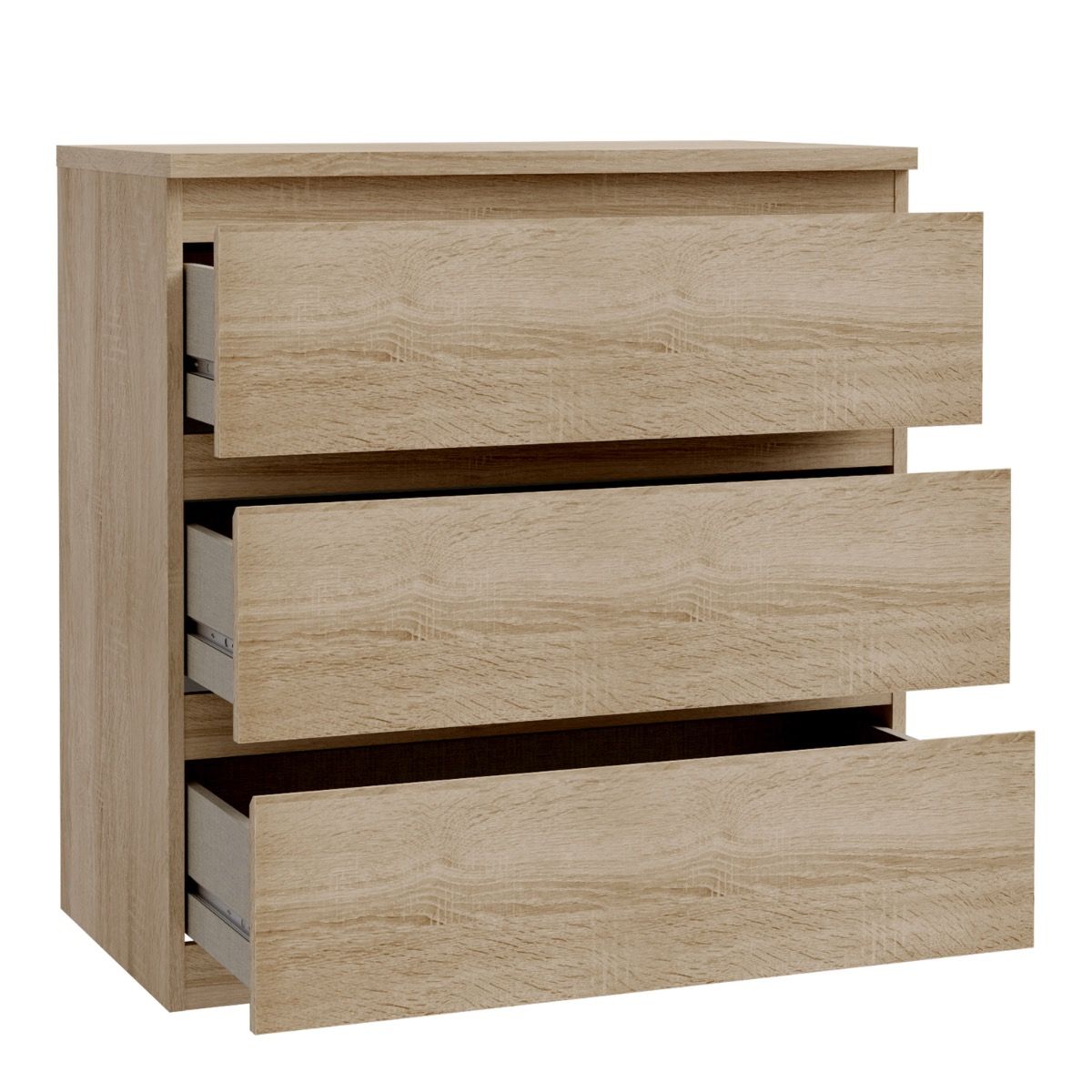 Edmore 3 Drawer Chest of Drawers In Sonoma Oak - Price Crash Furniture